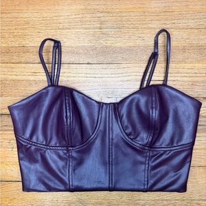 Express Dark Purple Leather Crop Top